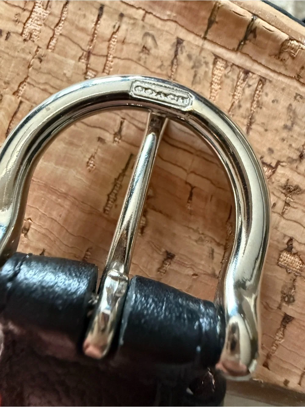 Coach black leather belt w silver hardware S
